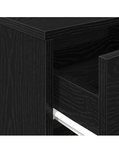 Comodino con Cassetto Nero 40x34x50 cm