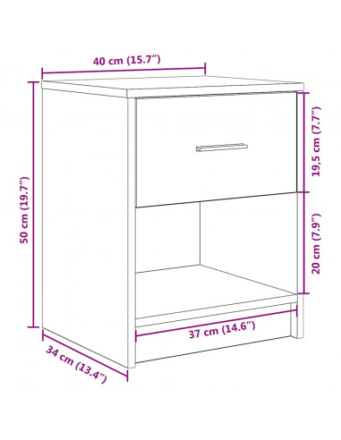 Comodino con Cassetto Rovere Fumo 40x34x50 cm