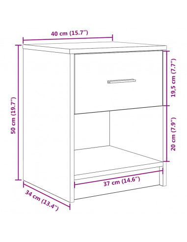 Comodino con Cassetto Rovere Sonoma 40x34x50 cm