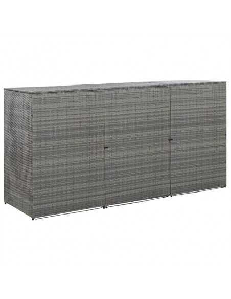 Copribidone Triplo Spazzatura Antracite 229x78x120cm Polyrattan