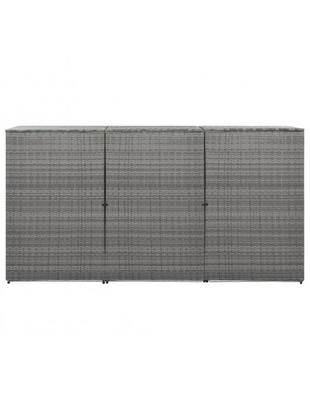 Copribidone Triplo Spazzatura Antracite 229x78x120cm Polyrattan