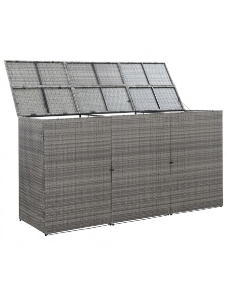 Copribidone Triplo Spazzatura Antracite 229x78x120cm Polyrattan