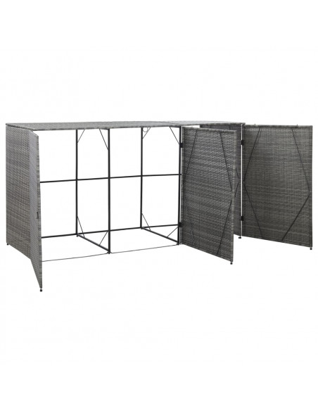 Copribidone Triplo Spazzatura Antracite 229x78x120cm Polyrattan