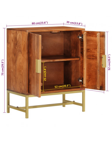 Credenza 60x35x75 cm in Legno Massello di Acacia