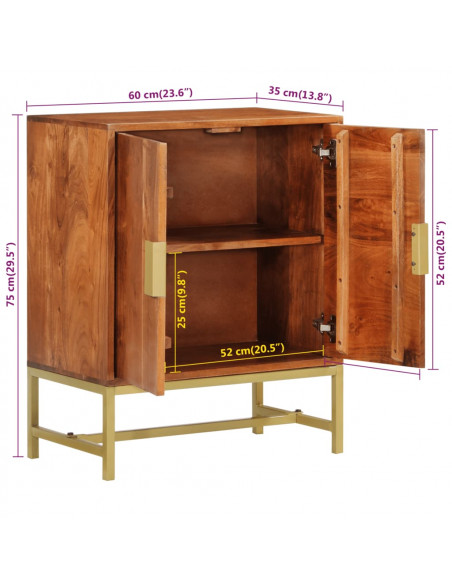 Credenza 60x35x75 cm in Legno Massello di Acacia