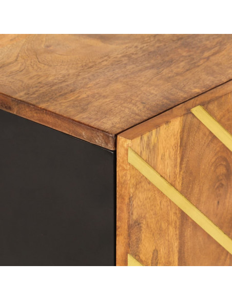 Credenza Marrone e Nera 60x33,5x100 cm Legno Massello di Mango