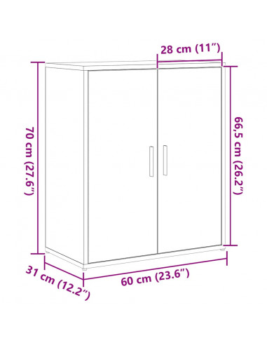 Credenza Rovere Artigianale 60x31x70 cm in Legno Multistrato