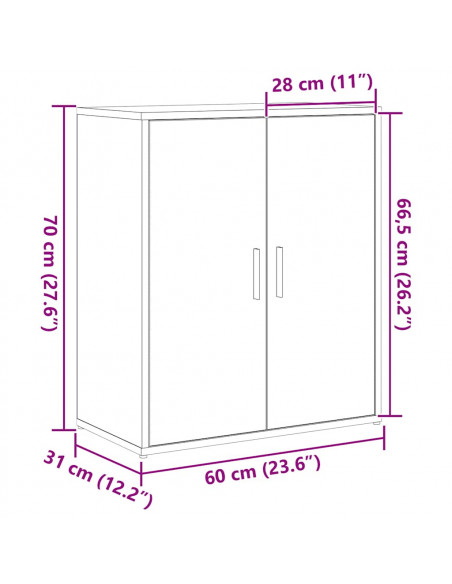 Credenza Rovere Artigianale 60x31x70 cm in Legno Multistrato