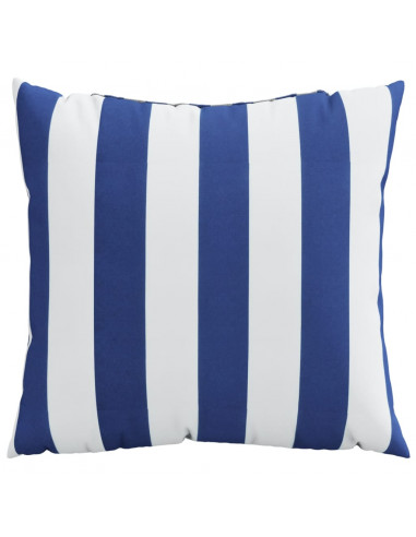Cuscini Decorativi 4pz Strisce Blu e Bianco 60x60 cm Tessuto