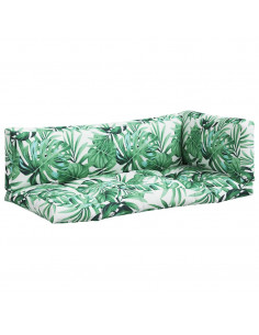 Cuscini per Pallet 3 pz Motivo a Foglie Tessuto