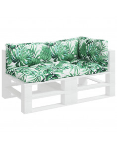 Cuscini per Pallet 3 pz Motivo a Foglie Tessuto 2