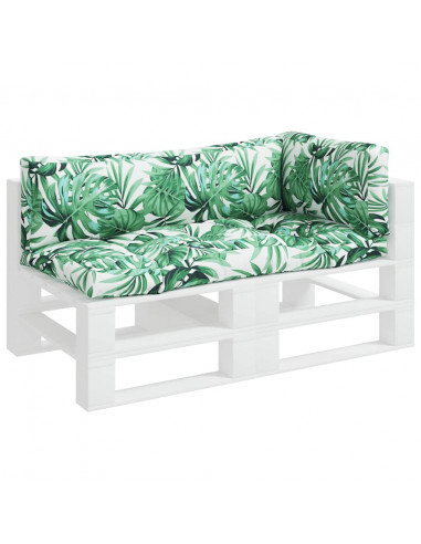 Cuscini per Pallet 3 pz Motivo a Foglie Tessuto