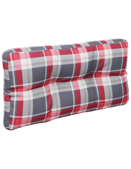 Cuscino per Pallet a Quadri Rossi 70x40x12 cm in Tessuto