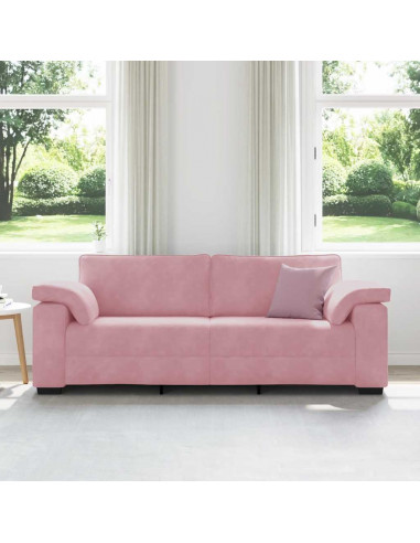 Divano a 3 Posti rosa 220x77x82 cm in Velluto