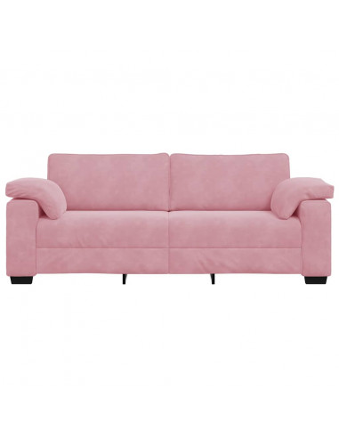 Divano a 3 Posti rosa 220x77x82 cm in Velluto