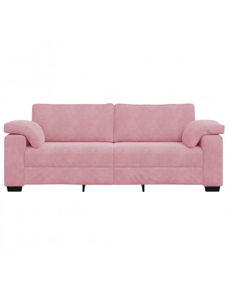 Divano a 3 Posti rosa 220x77x82 cm in Velluto