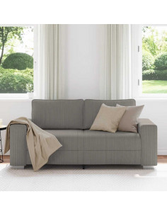 Divano Divanetto Grigio Chiaro 140cm Tessuto di Velluto a Coste 2