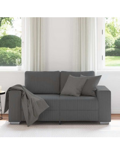 Divano Divanetto Grigio Scuro 120 cm Tessuto di Velluto a Coste 2