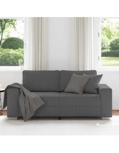 Divano Divanetto Grigio Scuro 140 cm Tessuto di Velluto a Coste 2