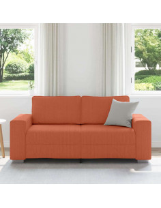 Divano Divanetto Rosso Arancione 140 cm Tessuto Velluto a Coste 2