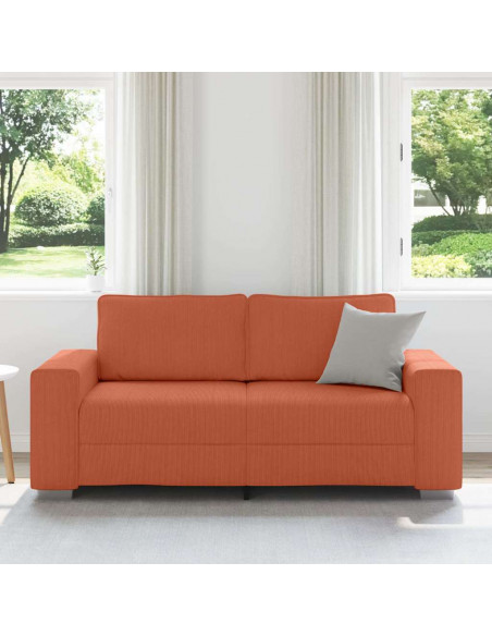 Divano Divanetto Rosso Arancione 140 cm Tessuto Velluto a Coste