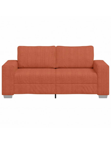 Divano Divanetto Rosso Arancione 140 cm Tessuto Velluto a Coste
