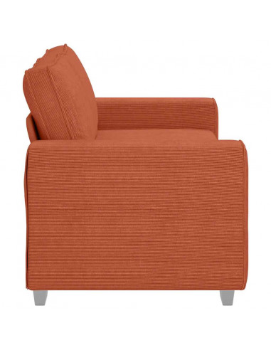 Divano Divanetto Rosso Arancione 140 cm Tessuto Velluto a Coste