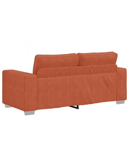 Divano Divanetto Rosso Arancione 140 cm Tessuto Velluto a Coste
