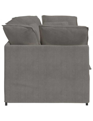 Divano Modulare con Cuscini in Tessuto a Coste Grigio Chiaro