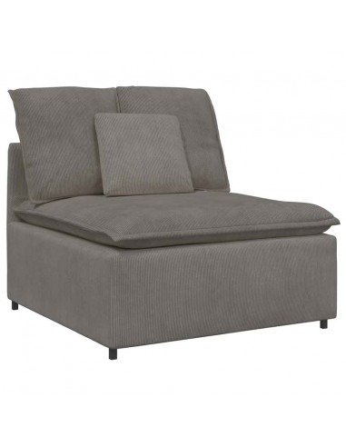 Divano Modulare con Cuscini in Tessuto a Coste Grigio Chiaro