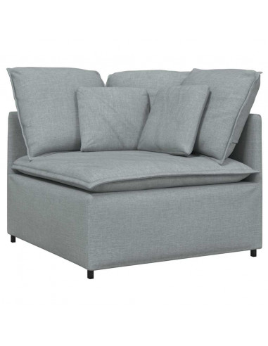 Divano Modulare con Cuscini in Tessuto Grigio Chiaro