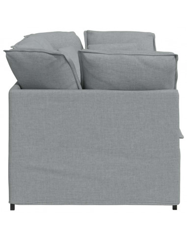 Divano Modulare con Cuscini in Tessuto Grigio Chiaro