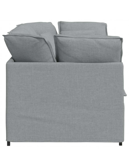 Divano Modulare con Cuscini in Tessuto Grigio Chiaro