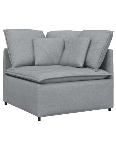 Divano Modulare con Cuscini in Tessuto Grigio Chiaro