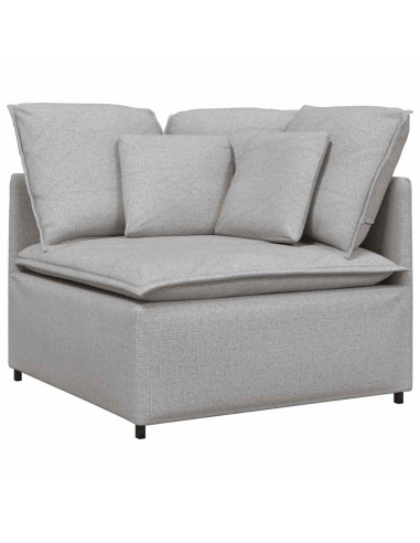 Divano Modulare con Cuscini in Tessuto Grigio Nuvola