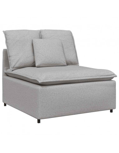 Divano Modulare con Cuscini in Tessuto Grigio Nuvola
