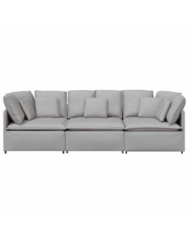 Divano Modulare con Cuscini in Tessuto Grigio Nuvola