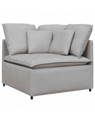 Divano Modulare con Cuscini in Tessuto Grigio Nuvola