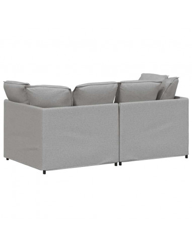 Divano Modulare con Cuscini in Tessuto Grigio Nuvola