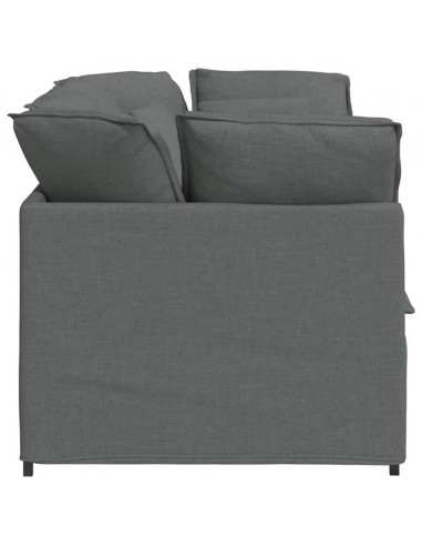 Divano Modulare con Cuscini in Tessuto Grigio Scuro