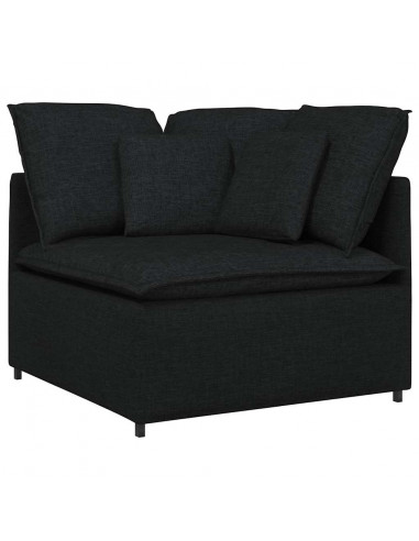 Divano Modulare con Cuscini in Tessuto Nero