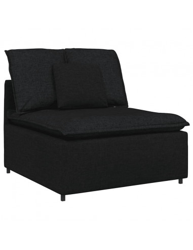 Divano Modulare con Cuscini in Tessuto Nero