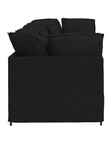 Divano Modulare con Cuscini in Tessuto Nero