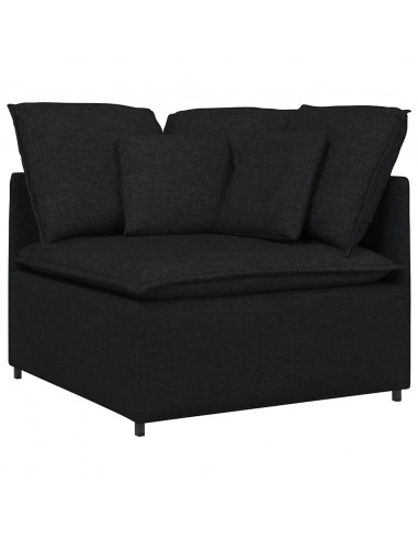 Divano Modulare con Cuscini in Tessuto Nero
