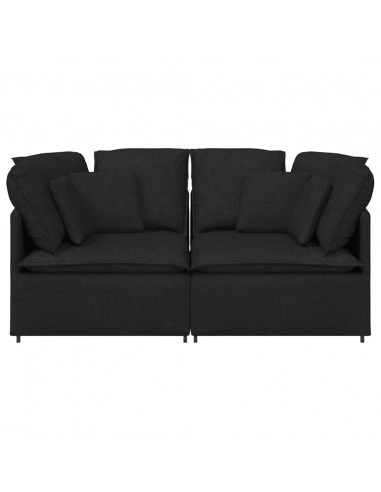 Divano Modulare con Cuscini in Tessuto Nero