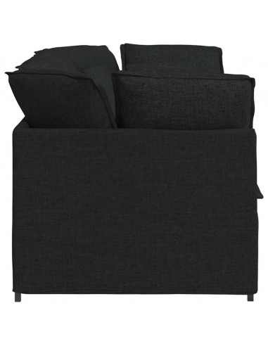 Divano Modulare con Cuscini in Tessuto Nero