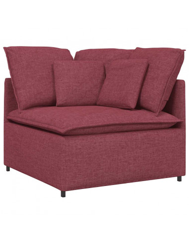 Divano Modulare con Cuscini in Tessuto Rosso Vino