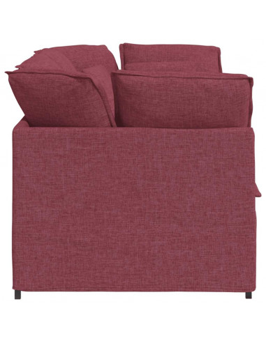 Divano Modulare con Cuscini in Tessuto Rosso Vino