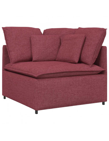 Divano Modulare con Cuscini in Tessuto Rosso Vino