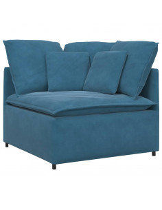 Divano Modulare con Cuscini in Velluto Blu 2